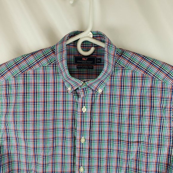 Vineyard Vines Mens XL Slim Fit Murray Shirt Button Down Front Multi Check EUC - Picture 2 of 10